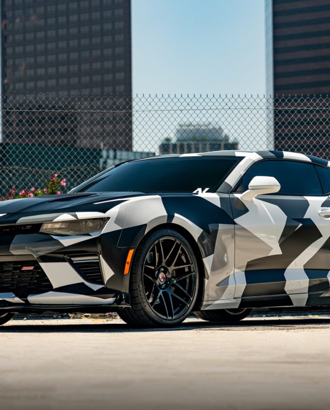 Curva Concepts C300 Aftermarket Wheels on a Camo Wrapped Chevy Camaro SS