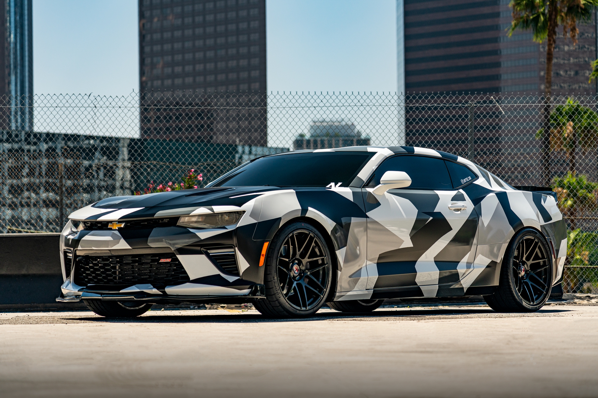 Curva Concepts C300 Aftermarket Wheels on a Camo Wrapped Chevy Camaro