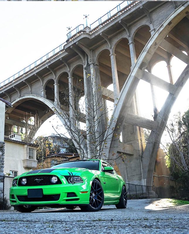 Curva Concepts C7 Aftermarket Wheels on a Green Ford Mustang GT
