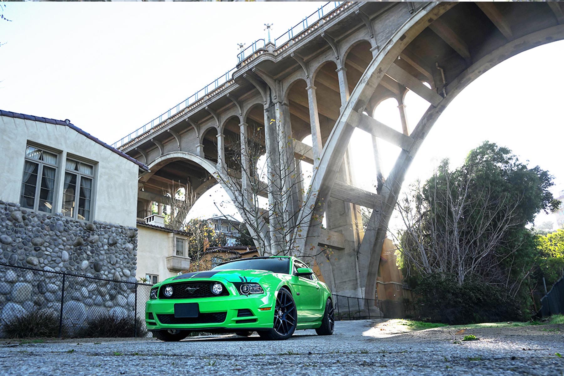 Curva Concepts C7 Aftermarket Wheels on a Green Ford Mustang GT