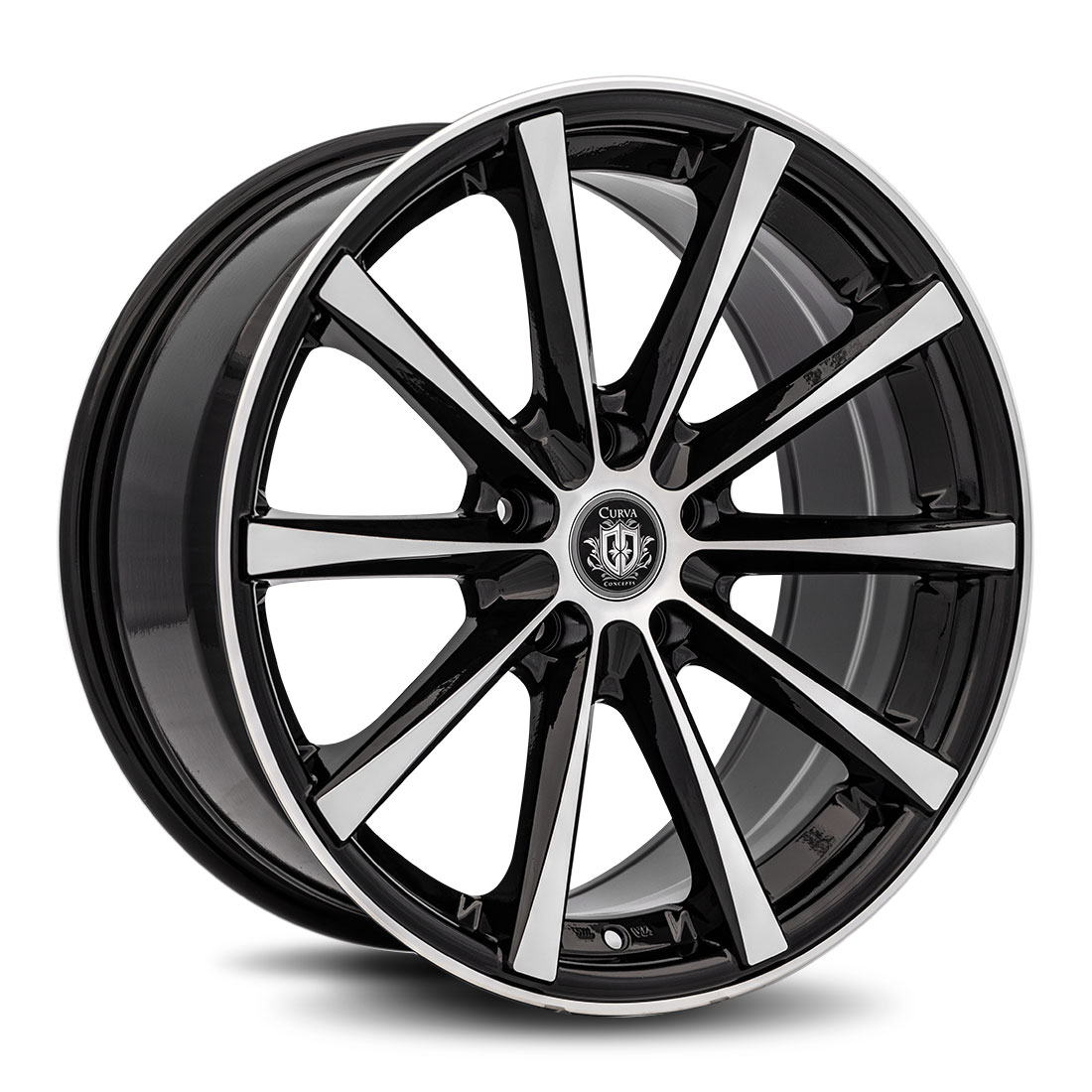Curva Concepts C10N Aftermarket Wheels 18 Inch Black Machined Face