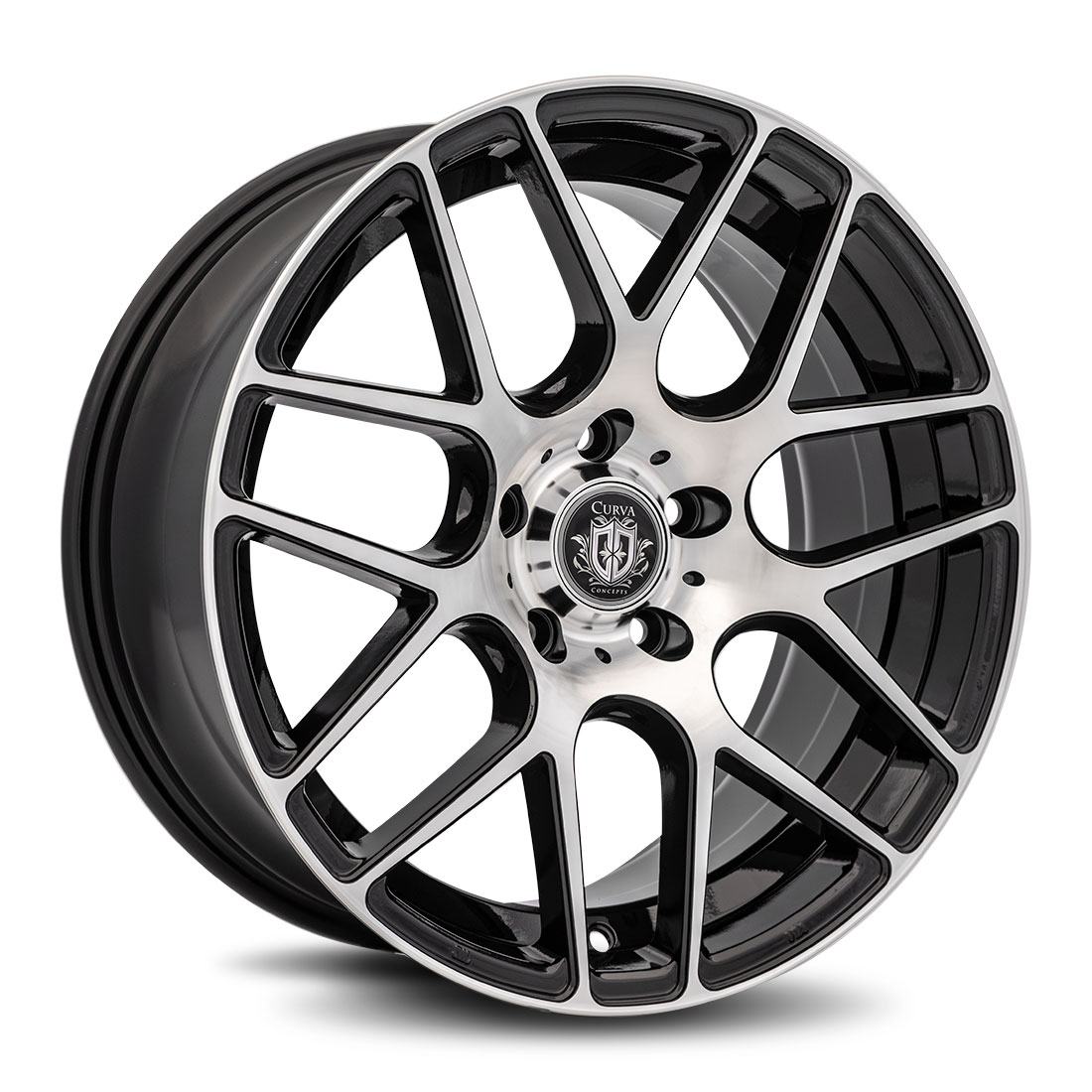 Curva Concepts C7 Aftermarket Wheels 18 Inch Black Machined Face
