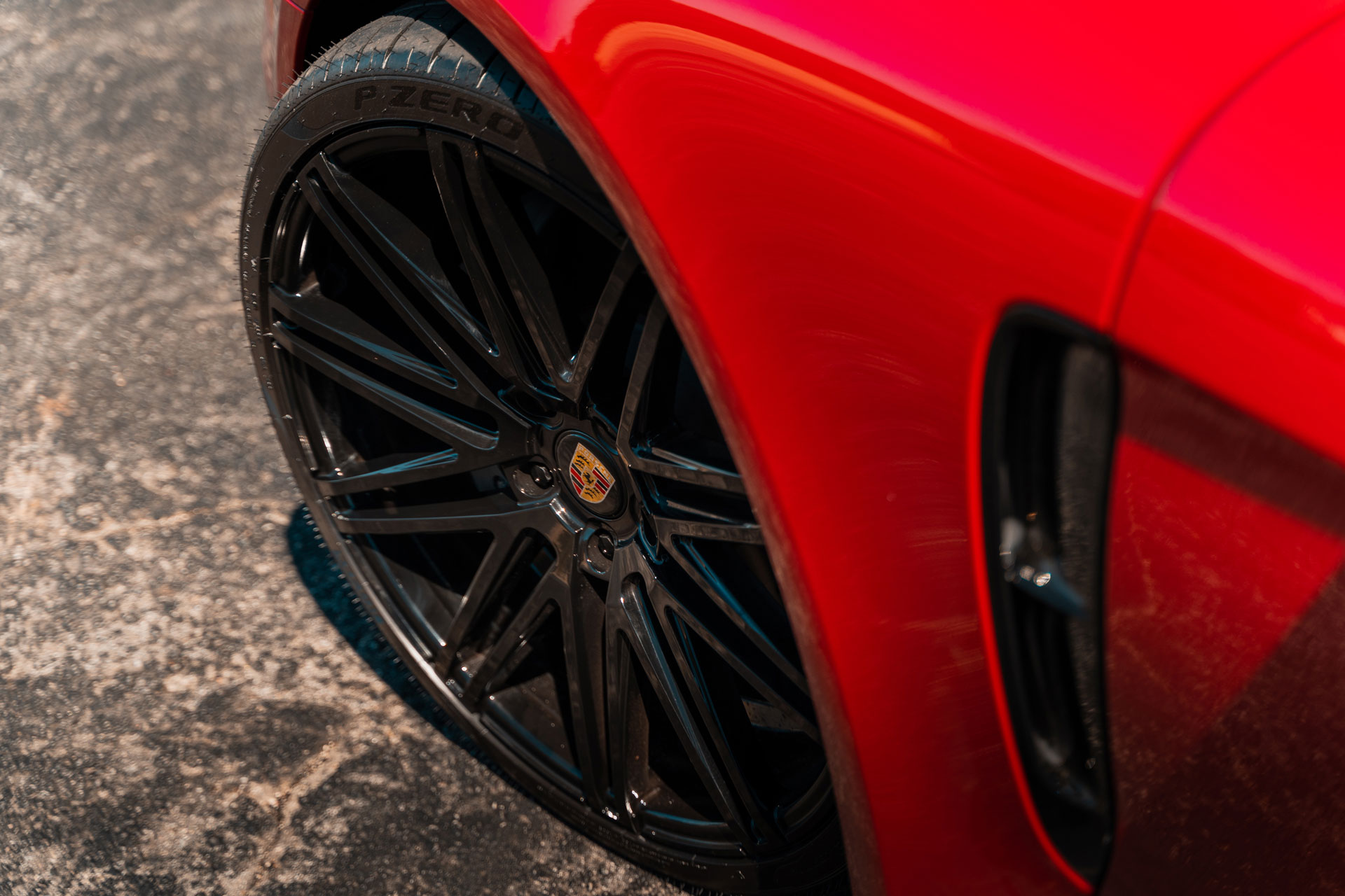 Curva Concepts C48 Aftermarket Wheels on a Red Porsche Panamera 4S
