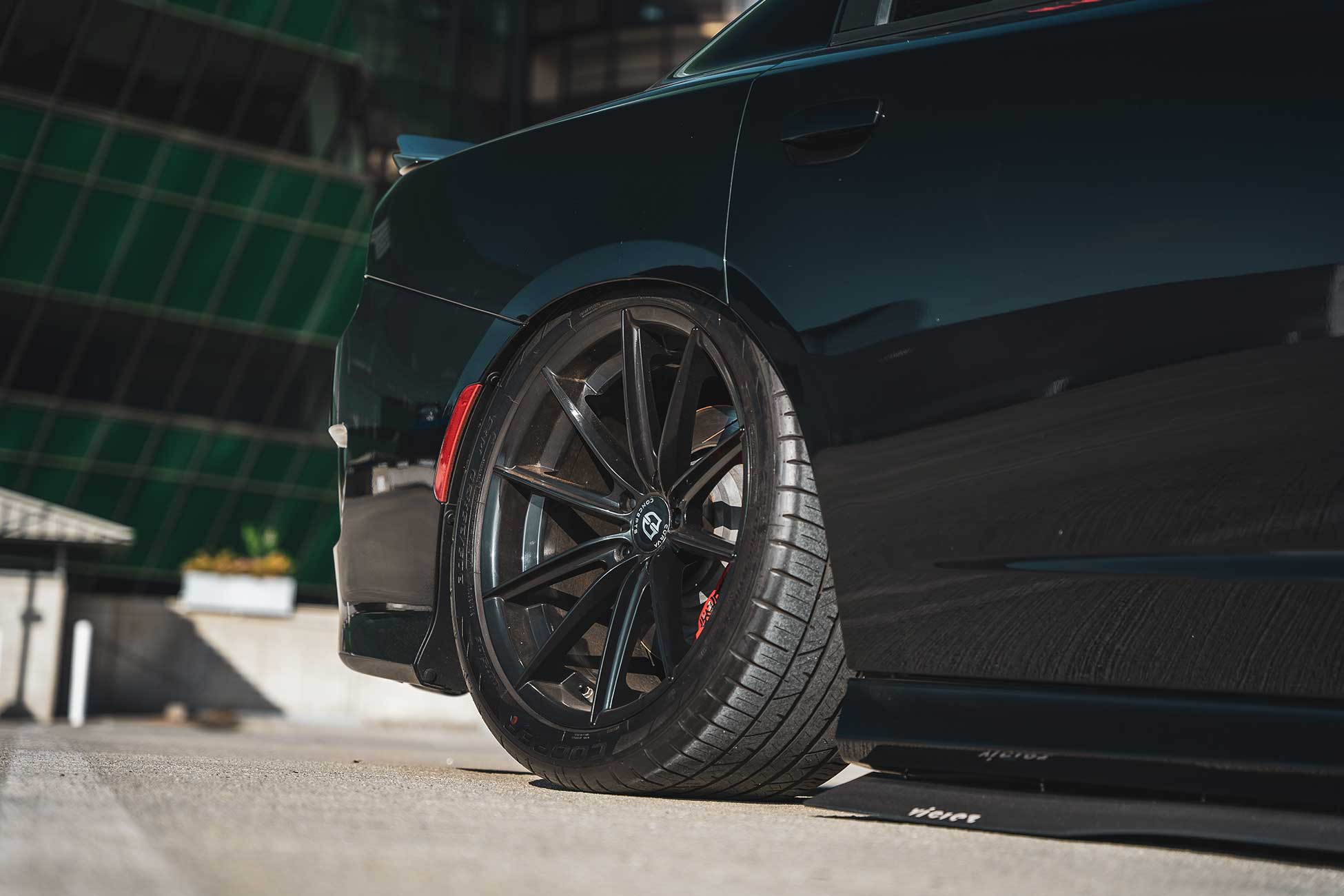 Bagged Dodge Charger on Staggered 20" Wheels