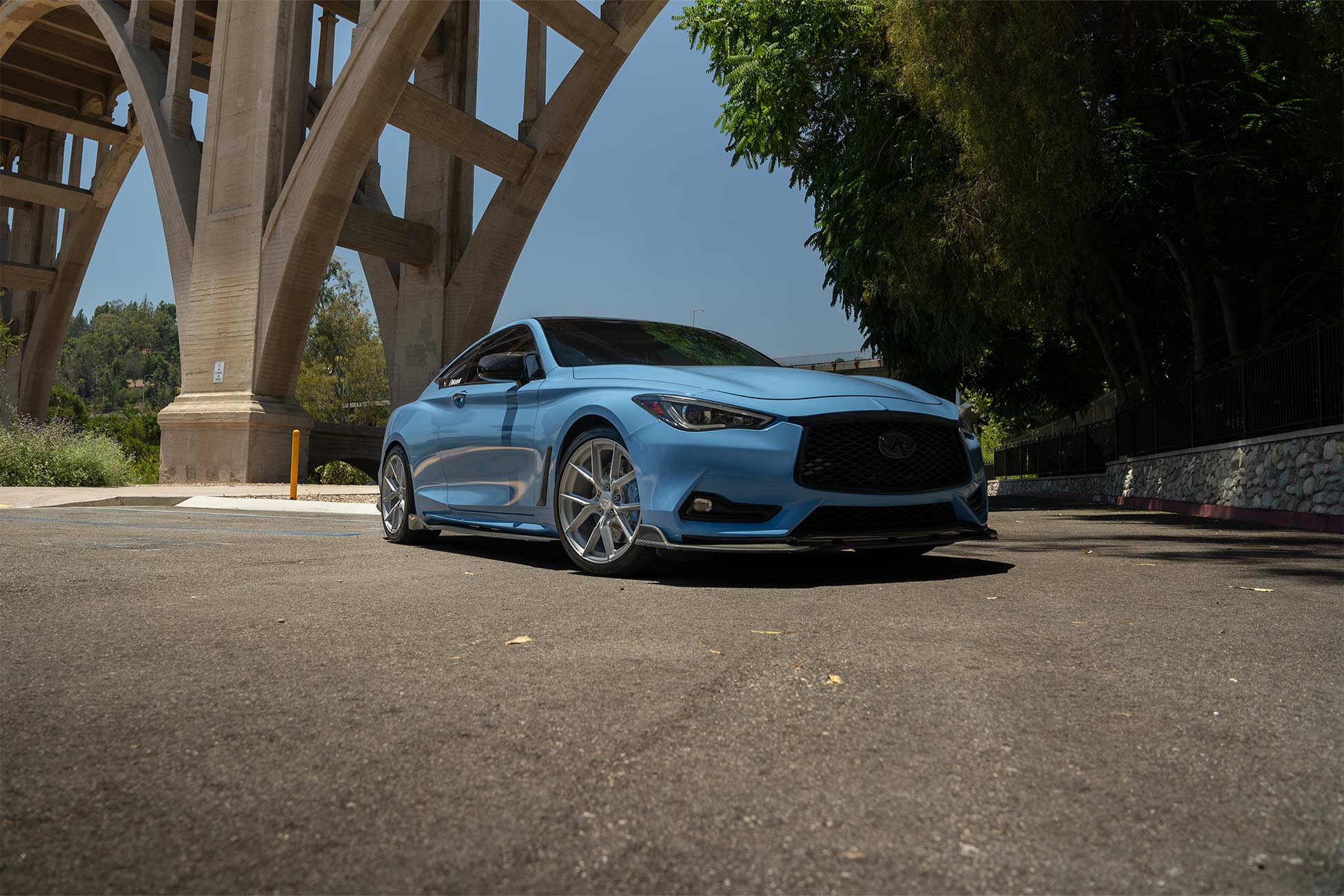 Light Blue Wrapped Infiniti Q60 on Curva Concepts CFF70's