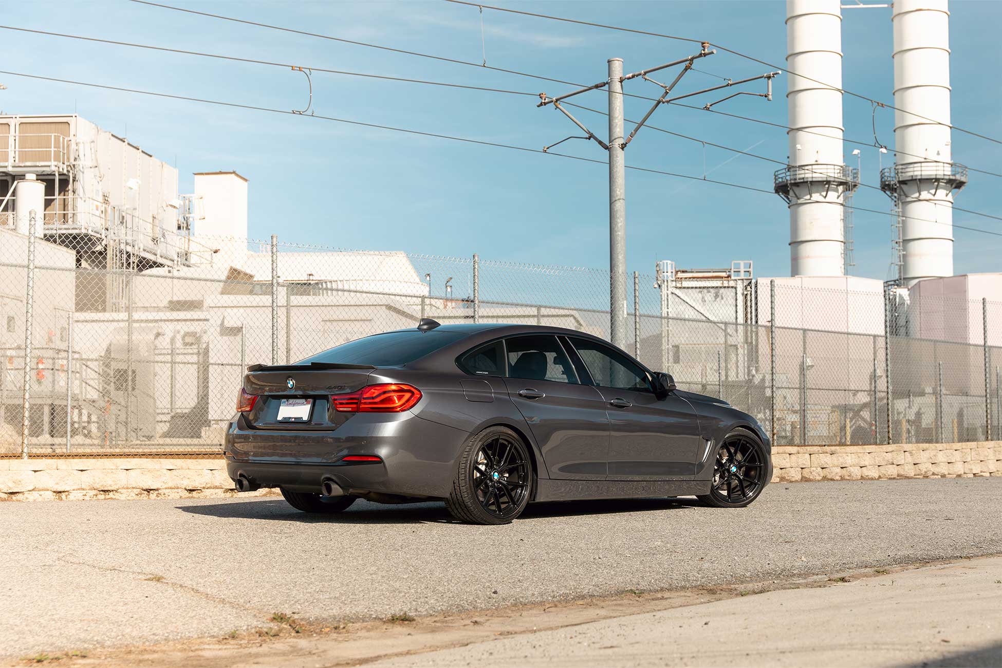 Image of an F36 BMW 440i Gran Coupe on Gloss Black Curva Concepts CFF70 wheels