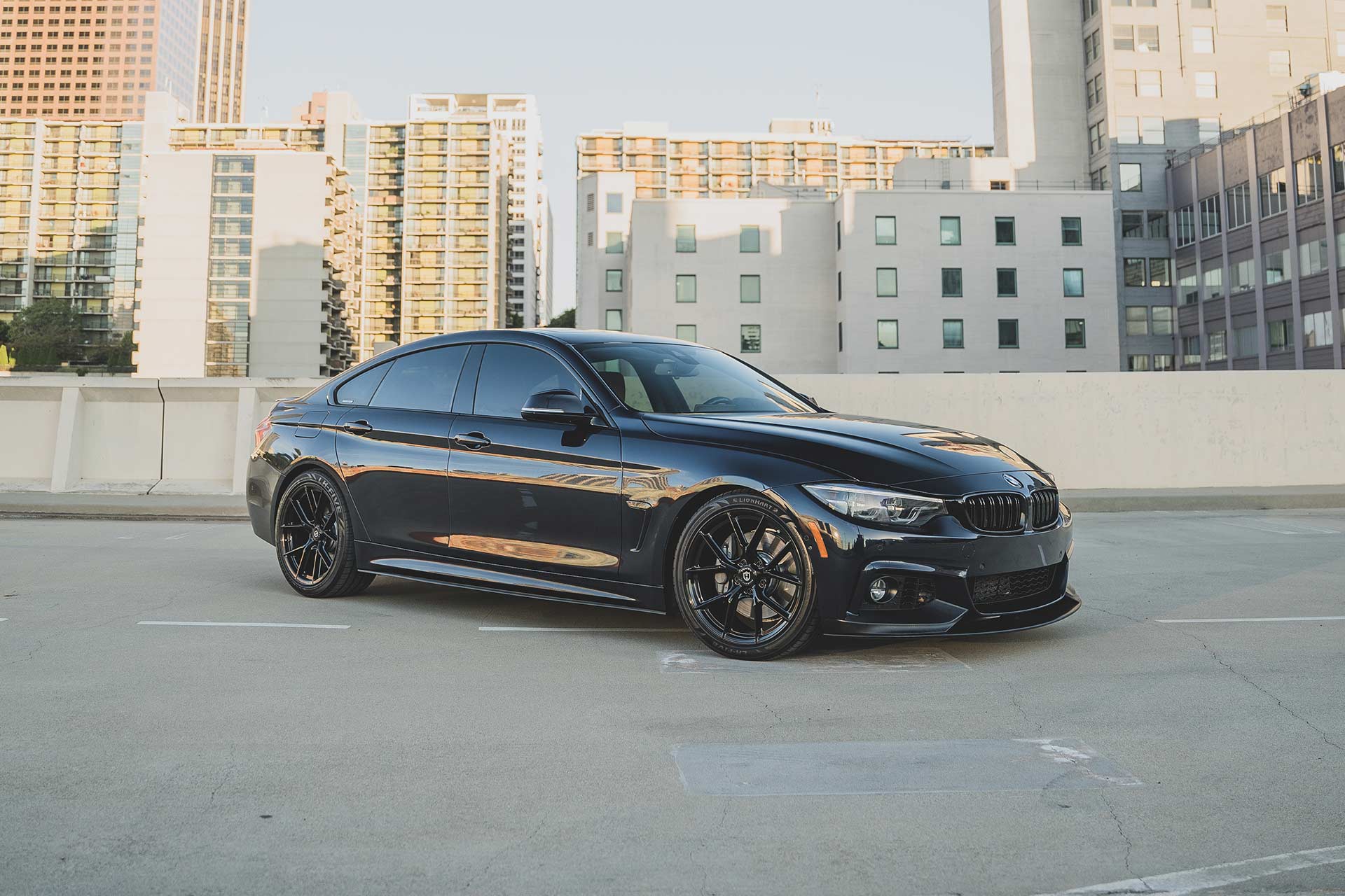 black f36 bmw 440i with gloss black cff70 flow forged wheels
