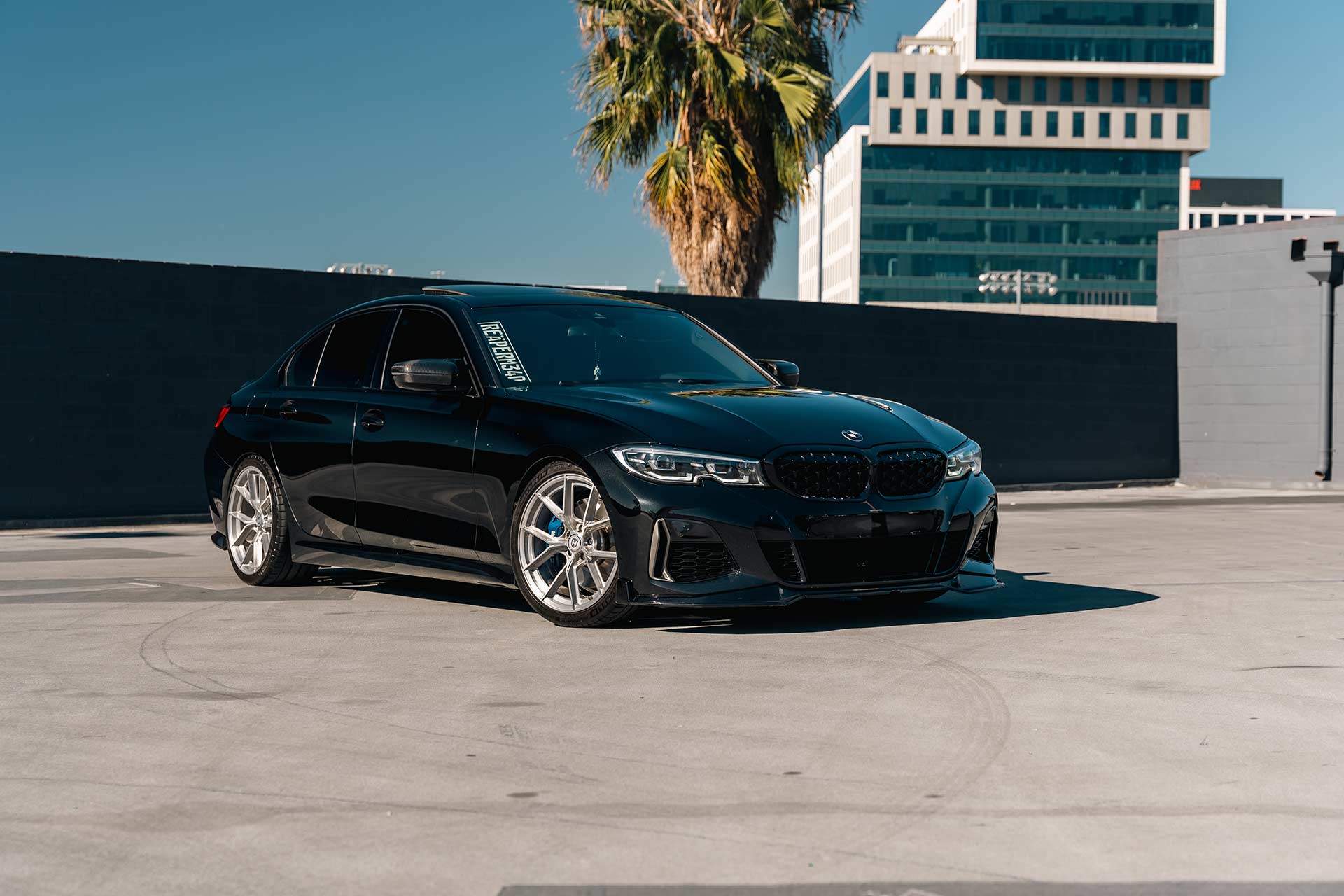 black g20 bmw m340i with brushed clear coat cff70 flow forged wheels