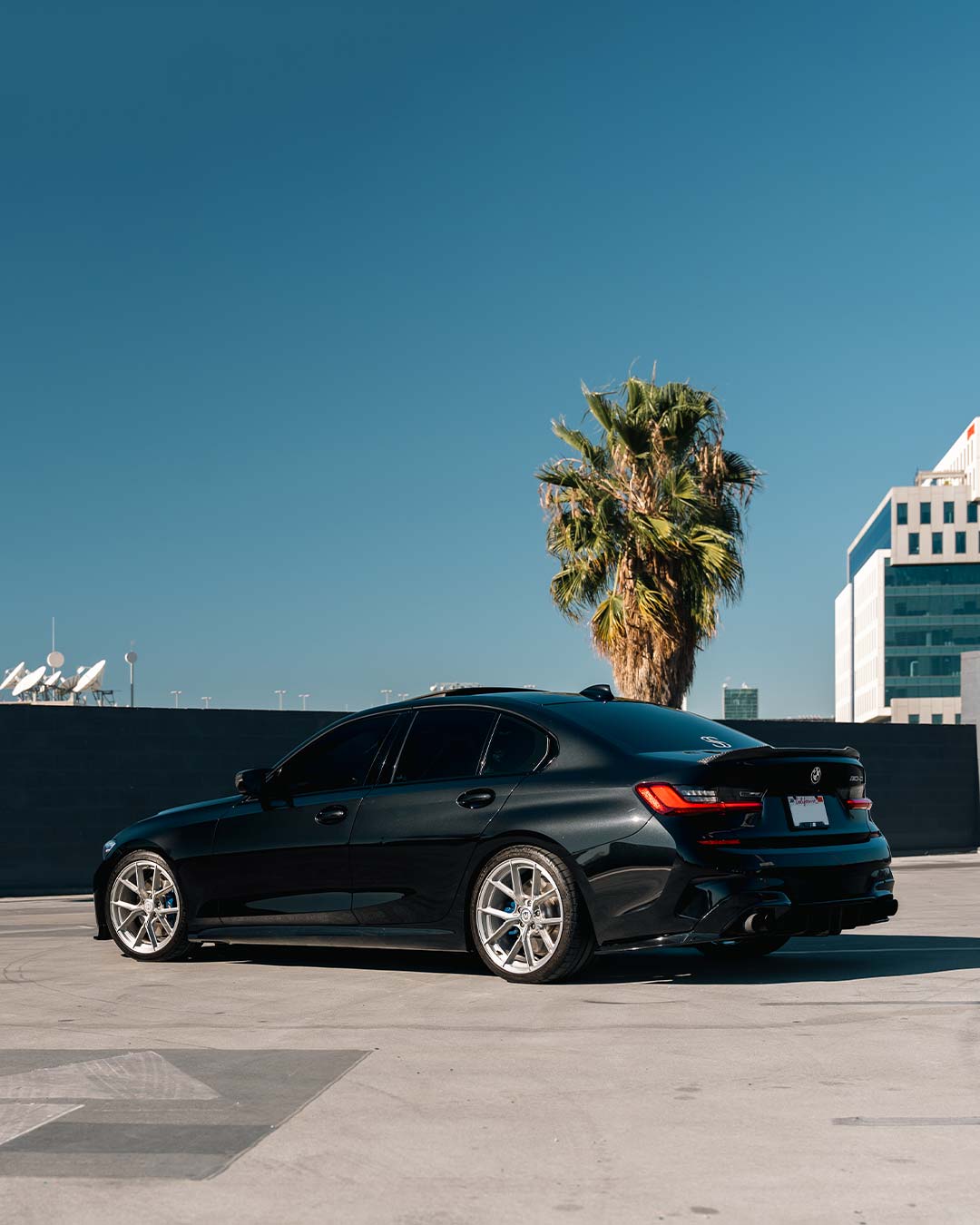 black bmw m340i with silver cff70 flow forged wheels