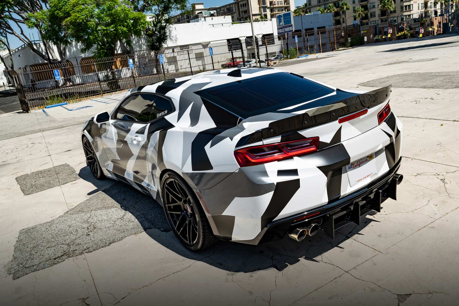 camo wrapped chevy camaro ss with gloss black c300 curva concepts wheels