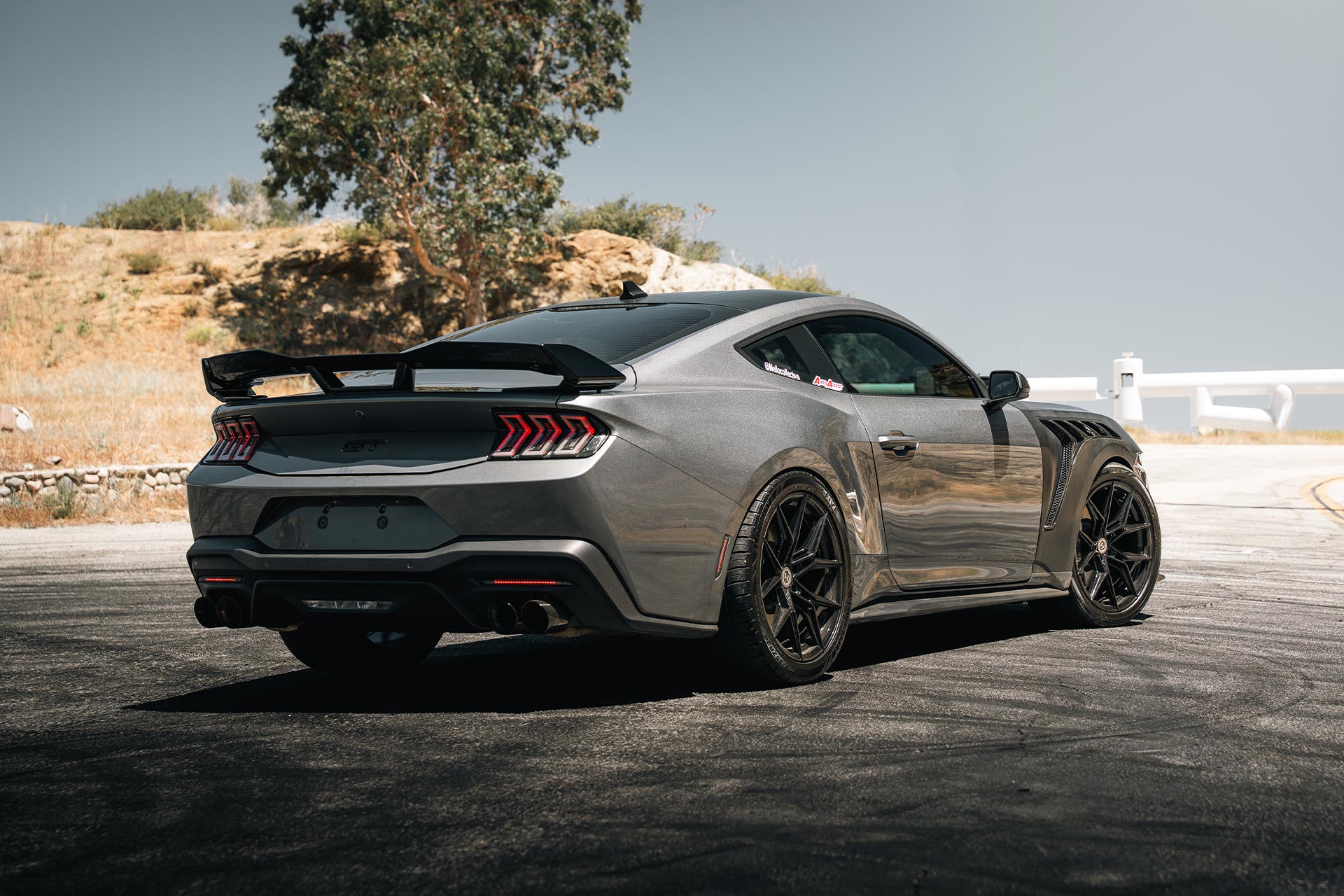 carbonized gray s650 ford mustang gt with flow forged cff43 performance wheels in gloss black