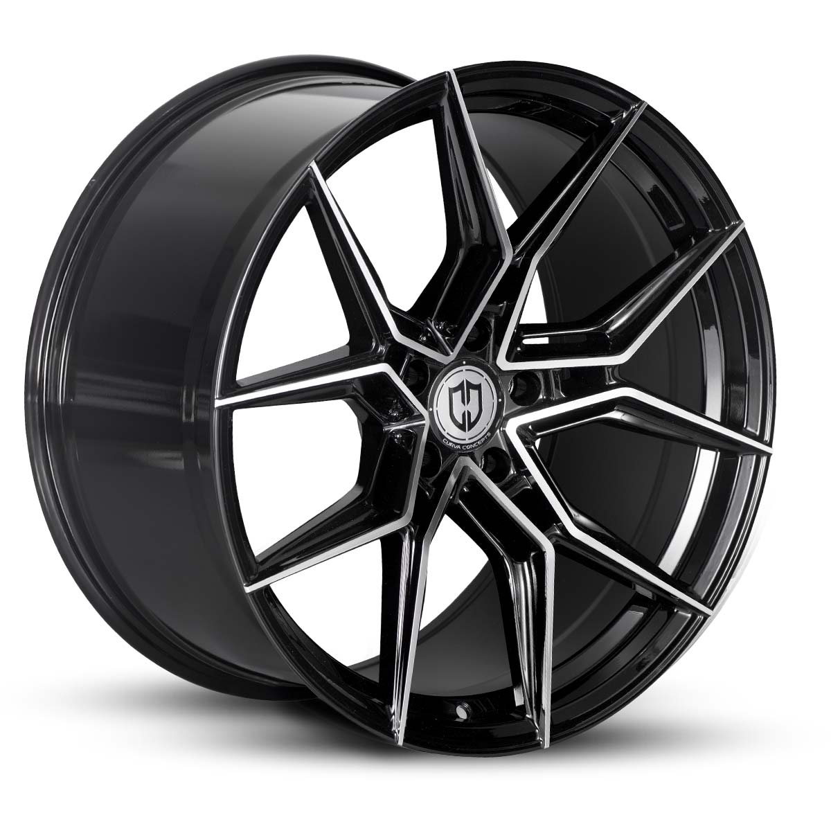 curva concepts flow forged cff43 gloss black machined wheel