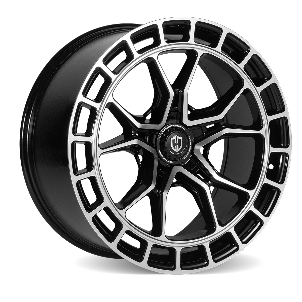 curva concepts flow forged cff77 gloss black machined wheel