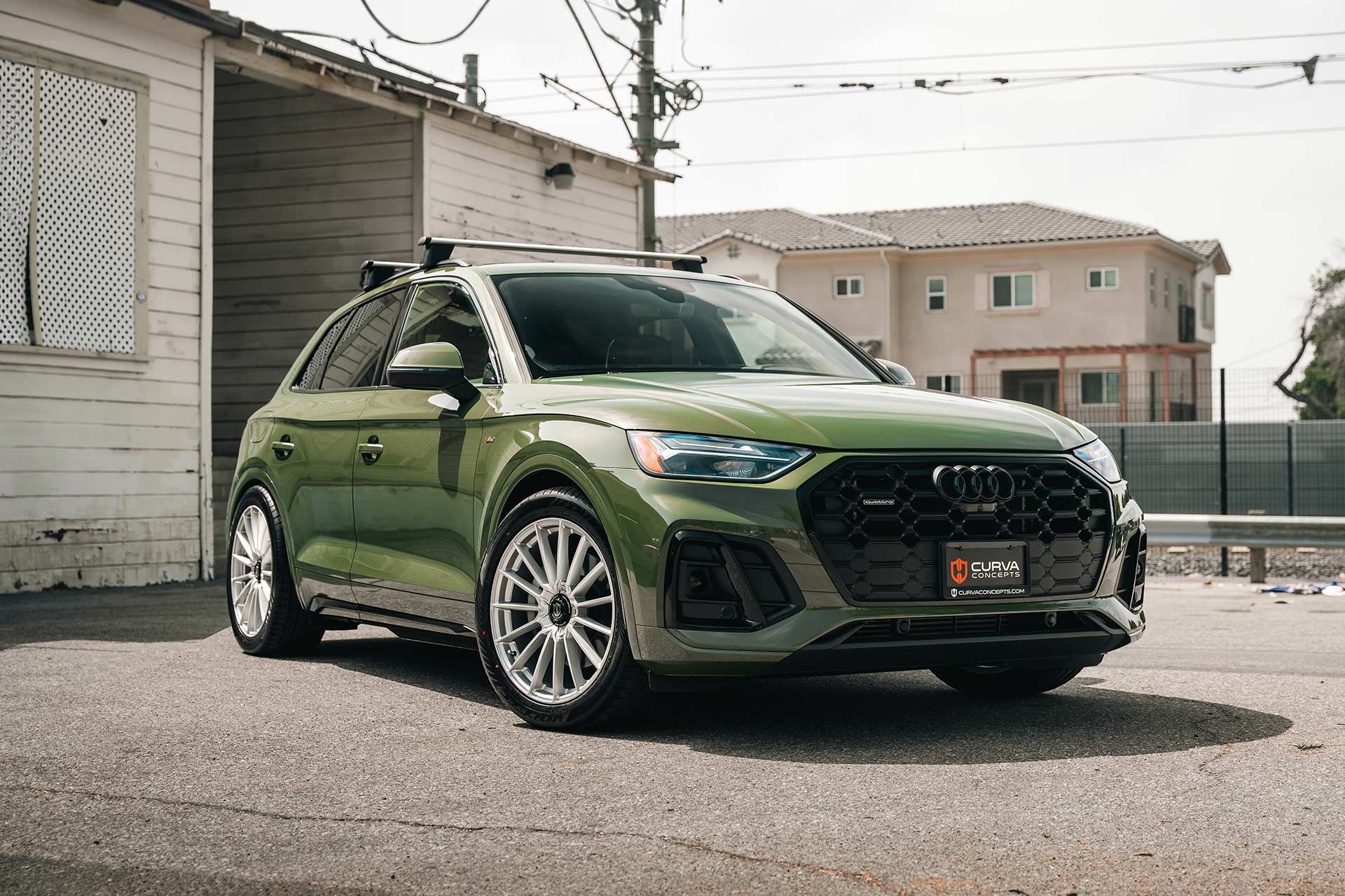 district green audi q5 b9 with silver cff75 flow forged wheels