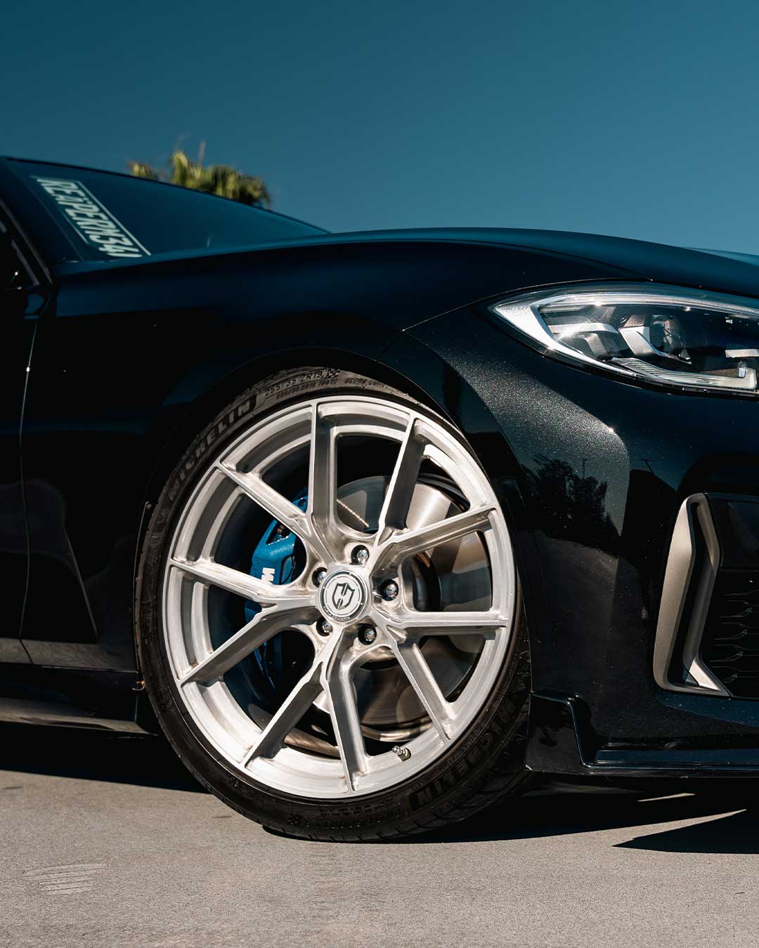 black g20 bmw m340i with 19 inch brushed clear coat curva concepts cff70 flow forged wheels