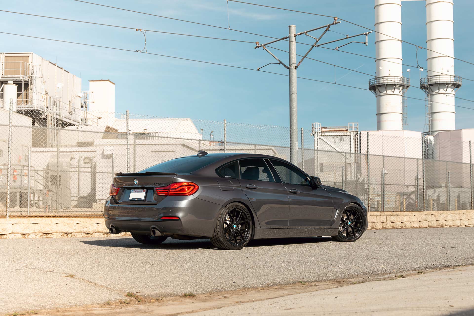 gray f36 bmw 440i with gloss black cff70 flow forged wheels