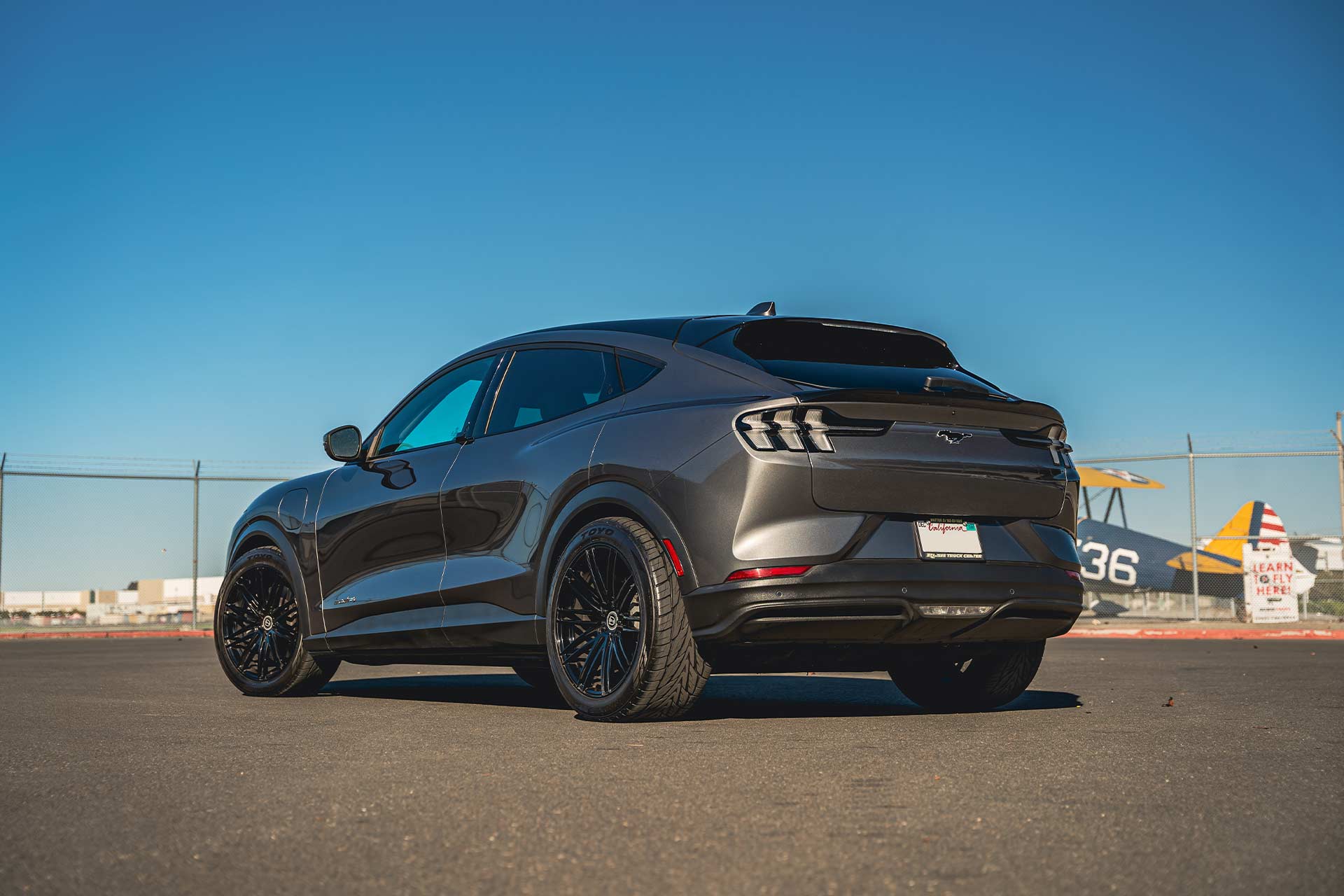 gray ford mustang mach e with gloss black cff50 flow forged wheels