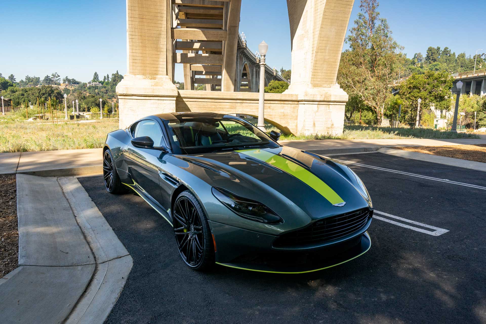 green aston martin db11 amr with gloss black curva concepts c48 wheels