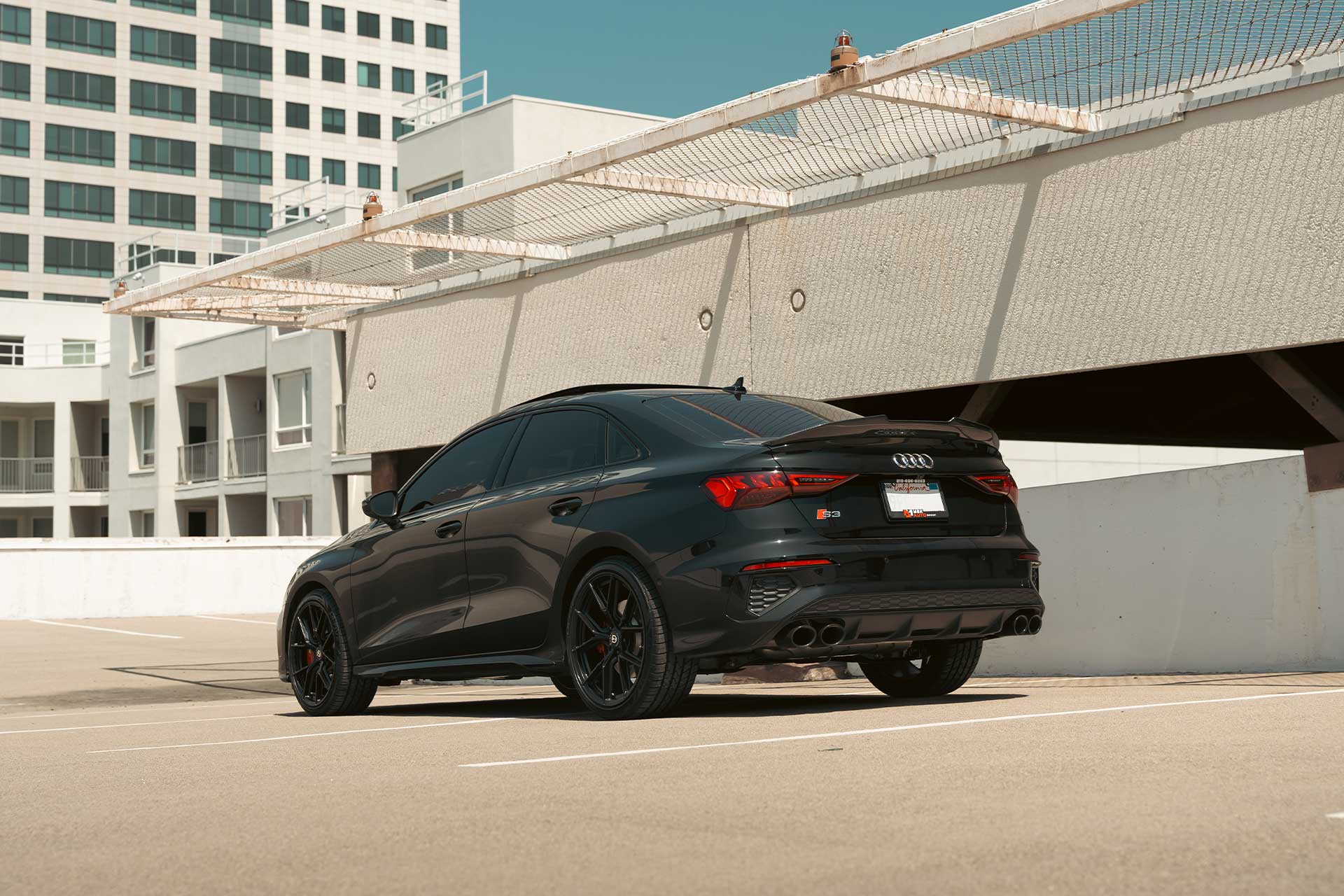 mythos black audi s3 8y with gloss black flow forged cff70 wheels