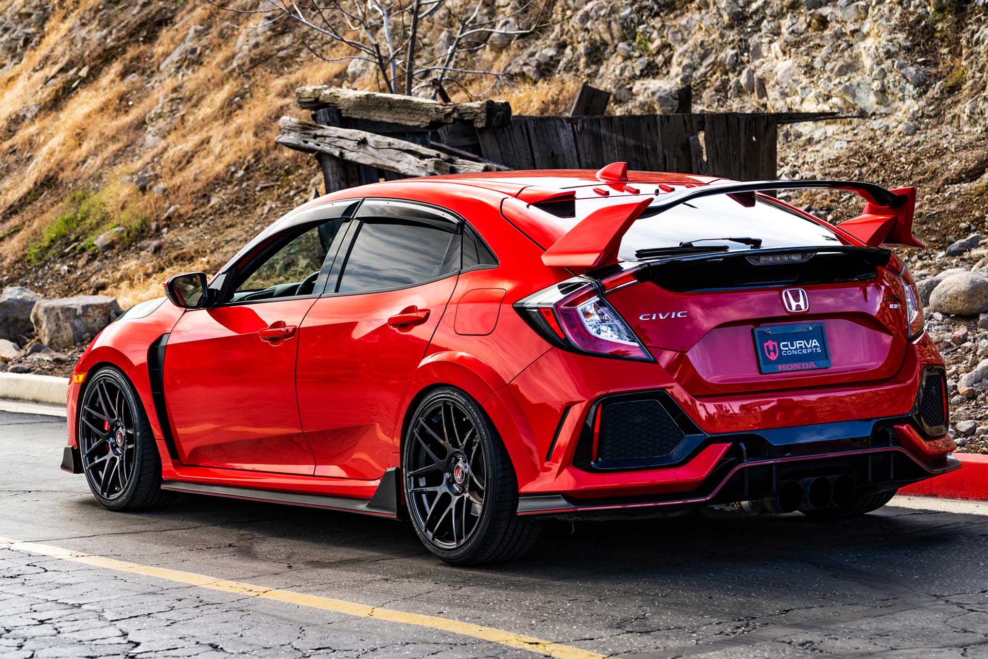 rallye red civic type r with gunmetal cff300 flow forged wheels