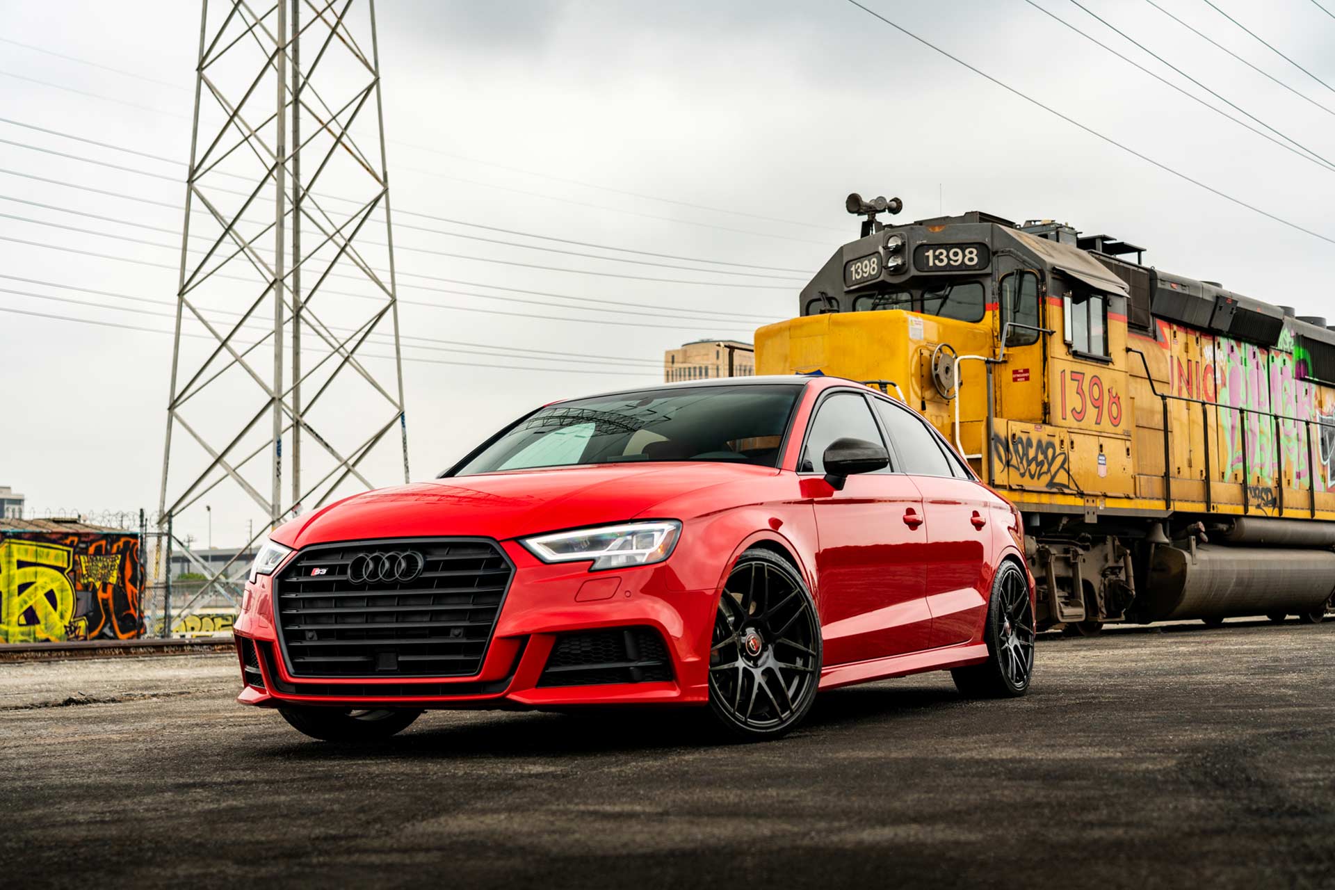 tango red audi s3 8v with gloss black c300 wheels