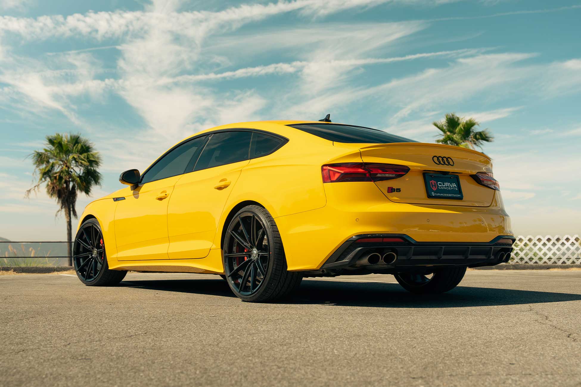vegas yellow audi s5 with gloss black cff46 flow forged wheels