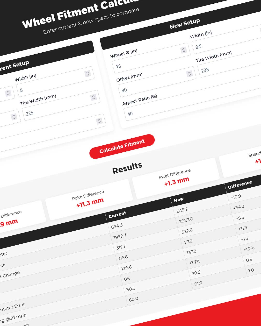 wheel fitment calculator screenshot