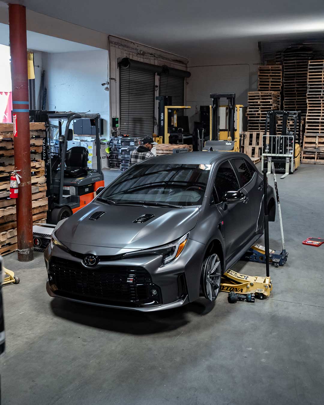 wheel test fitting curva concepts cff300 on a matte gray morizo edition gr corolla